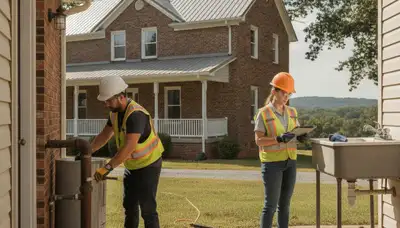 Knoxville, TN emergency plumber repairing a plumbing leak for a local home or business