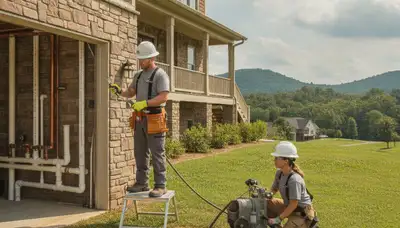 Knoxville, TN emergency plumber repairing a residential pipe leak for fast plumbing service