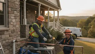 Emergency plumber servicing a Knoxville, TN home for leak repair and pipe inspection
