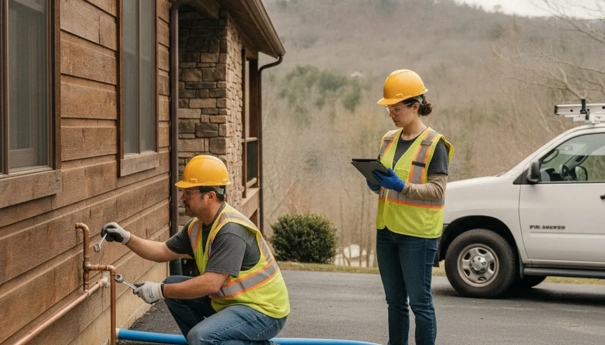 Emergency plumber servicing a Knoxville, TN home for urgent plumbing repairs