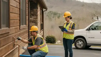 Emergency plumber servicing a Knoxville, TN home for urgent plumbing repairs