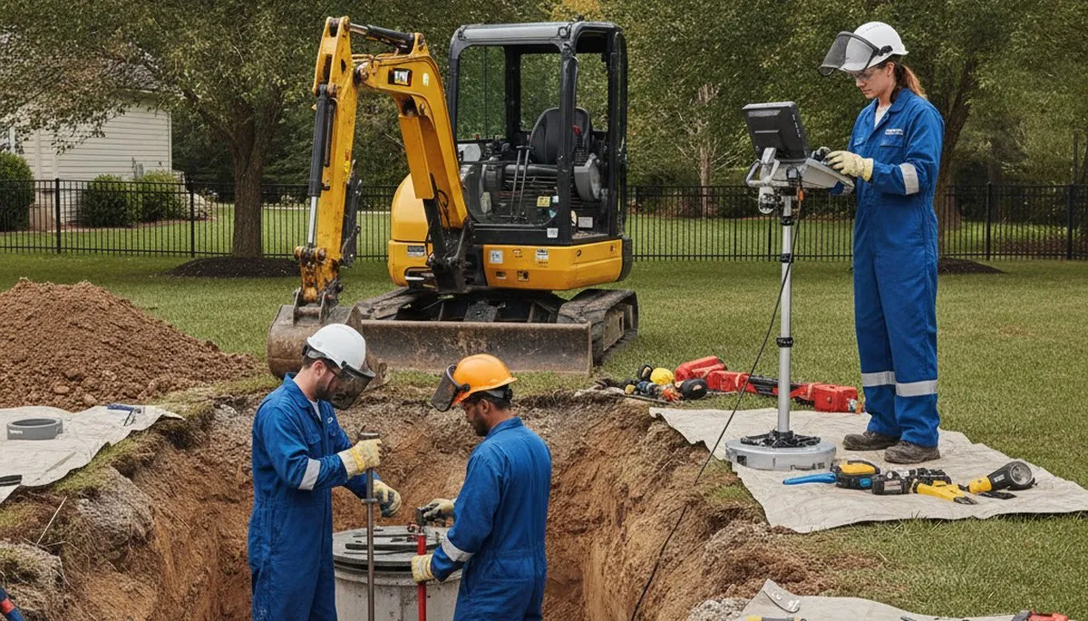 Septic repair technician servicing Knoxville, TN home plumbing system
