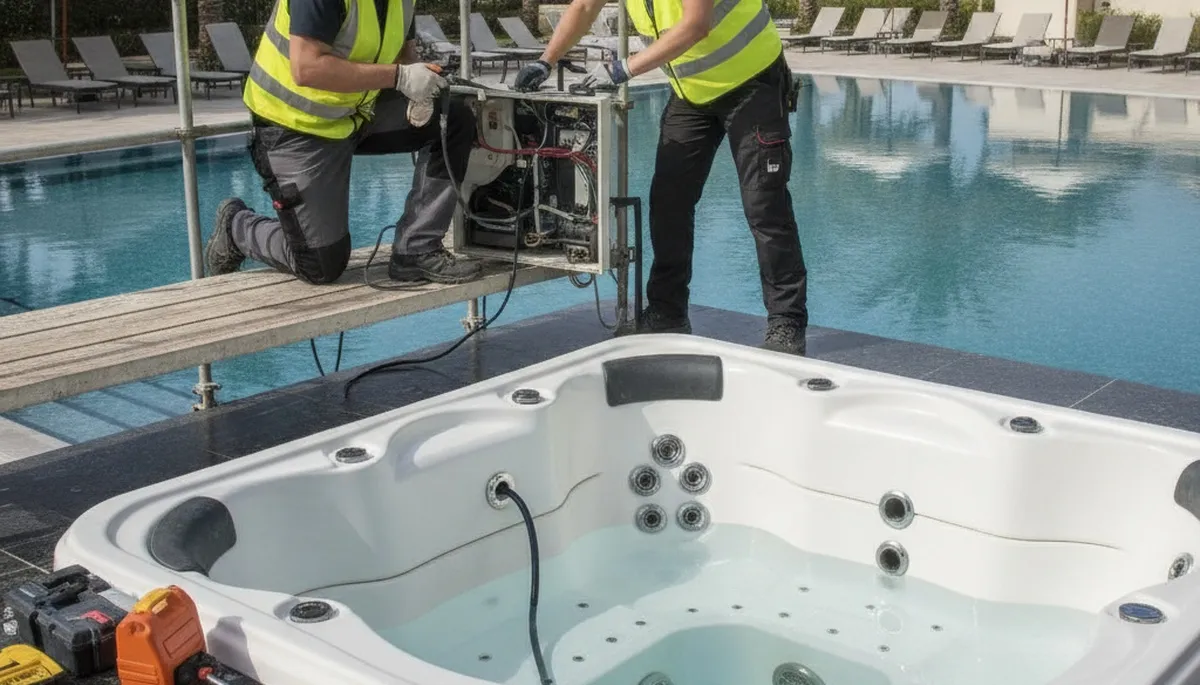 Knoxville, TN plumber repairing a spa water line for reliable home service