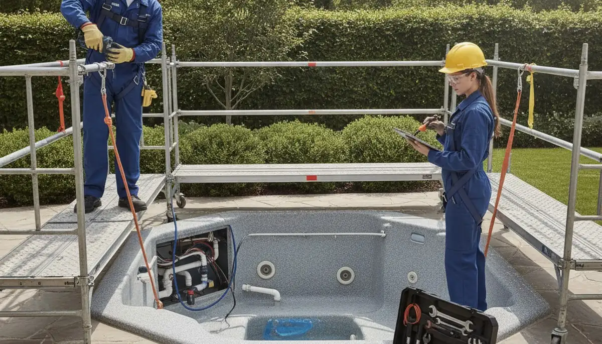 Knoxville, TN plumber repairing a spa for home water line and seasonal wear issues