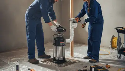 Knoxville, TN plumber installing a sump pump to protect homes from flooding and water damage